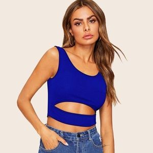 Royal blue cutout crop top